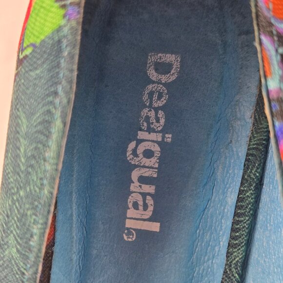 Desigual Size 38 (US 7.5-8) Multicolor Printed Fabric Wedge Heel Round Toe - Picture 14 of 15